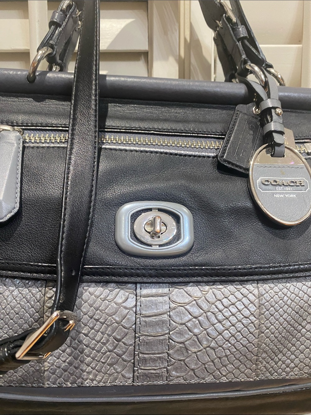Y2K Coach Pinnacle Dowel Leather Satchel with Python detail - Picture 14 of 17